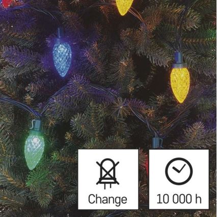 Різдвяна вулична світлодіодна гірлянда 50xLED/8 режимів 14,8м IP44 кольорова