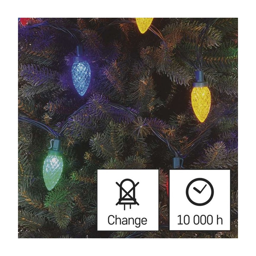 Різдвяна вулична світлодіодна гірлянда 50xLED/8 режимів 14,8м IP44 кольорова