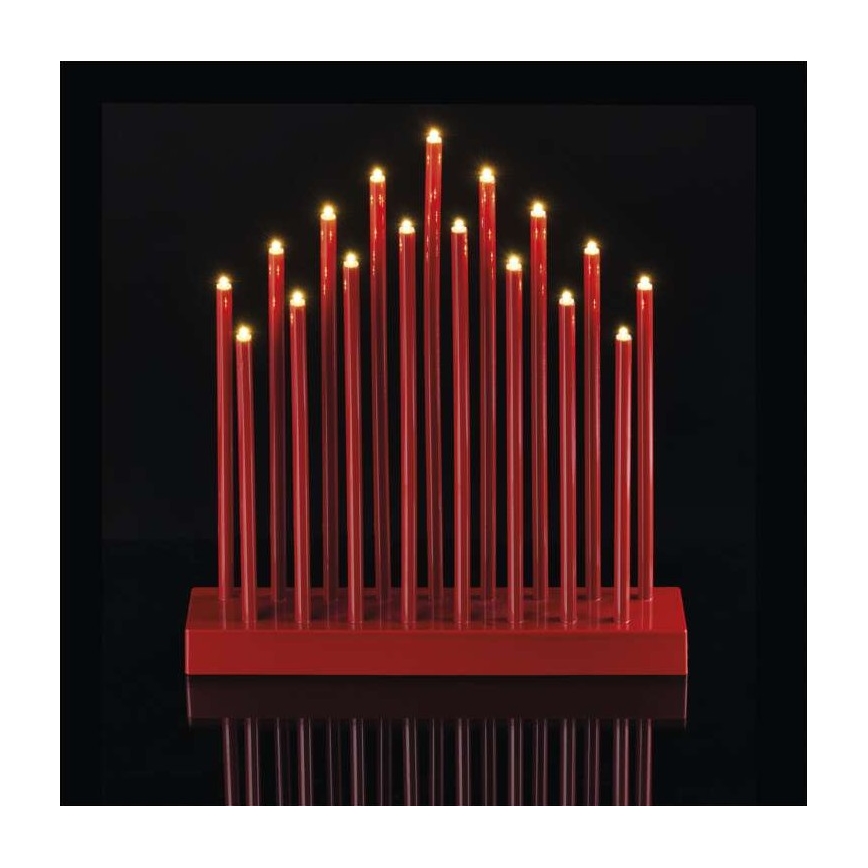 Різдвяний LED свічник 17xLED/3xAA червоний
