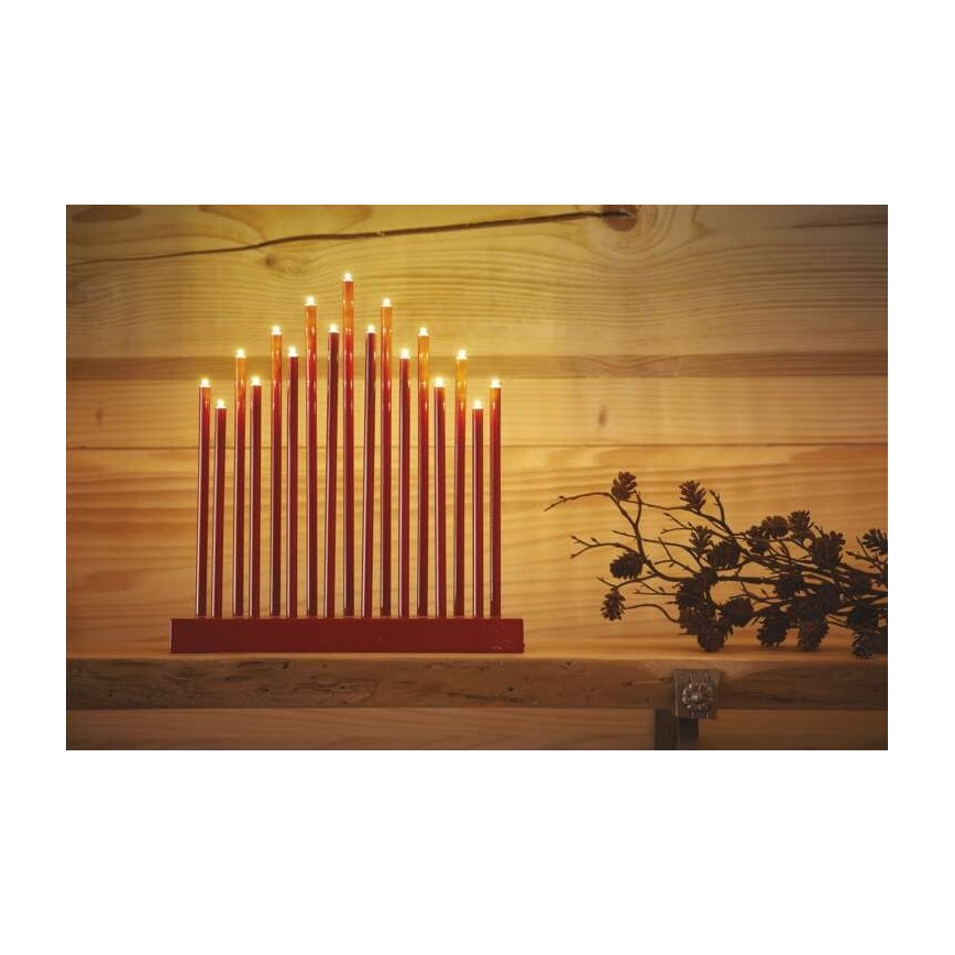 Різдвяний LED свічник 17xLED/3xAA червоний