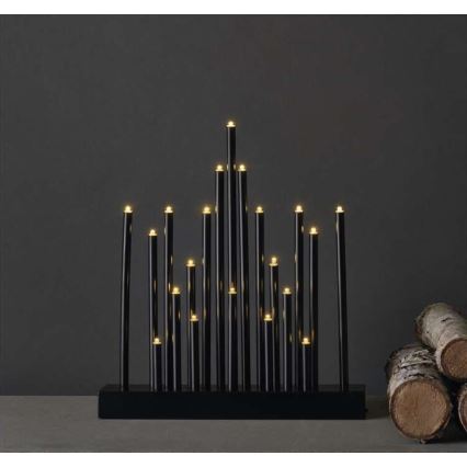 Різдвяний LED свічник 20xLED/3xAA чорний