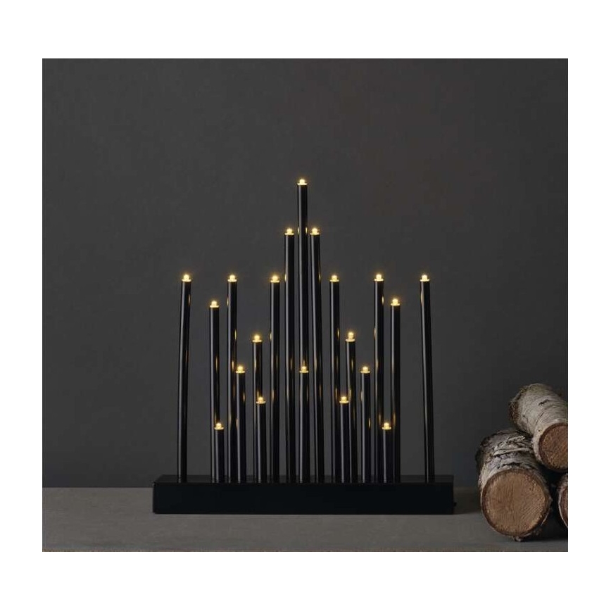 Різдвяний LED свічник 20xLED/3xAA чорний