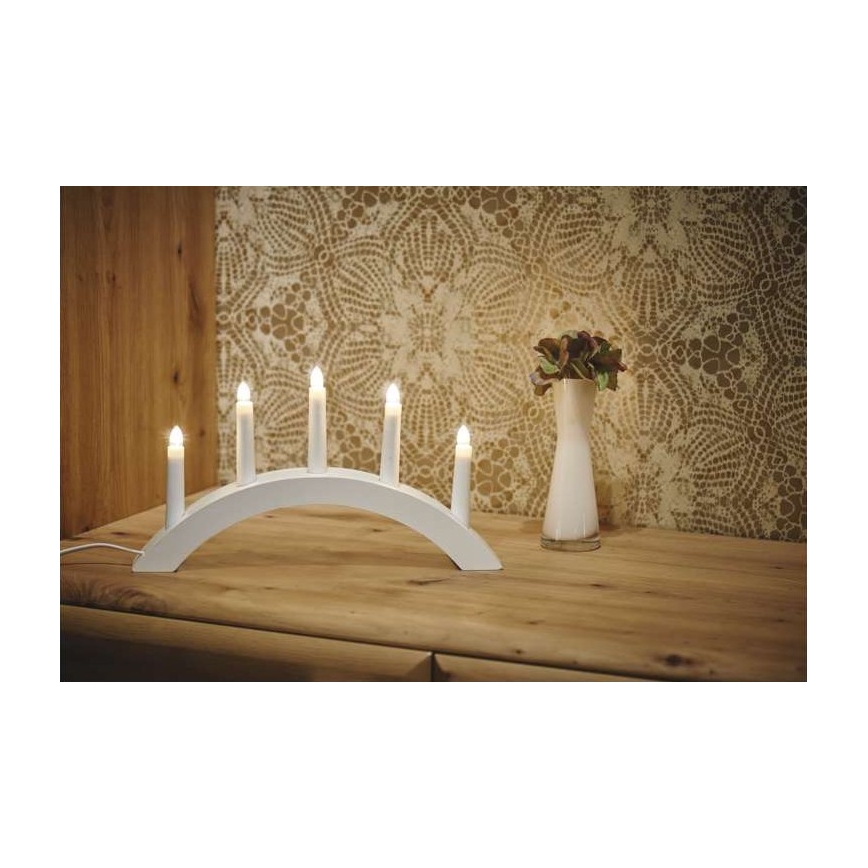 Різдвяний свічник 5xE10/15W/230V білий