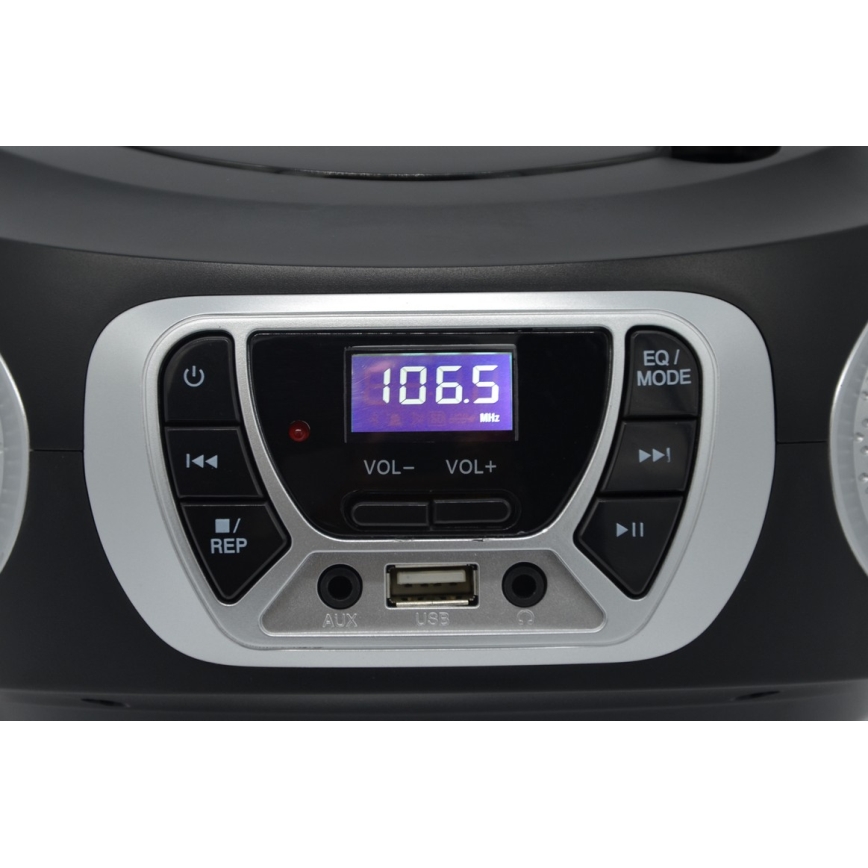 Roadstar CDR-365U/SL - Радиоприёмник с FM/PLL и USB 32W/230V/4xLR14 чёрный/серебристый