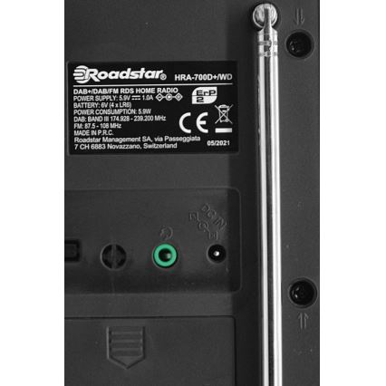 Roadstar HRA-700D+/WD - Радио с DAB+, FM и будильником 16 Вт/230 В/4xAA
