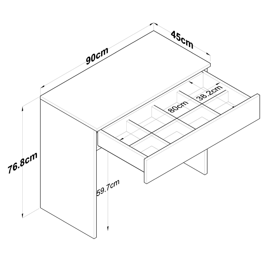 Робочий стіл RANI 90x76,8 см білий