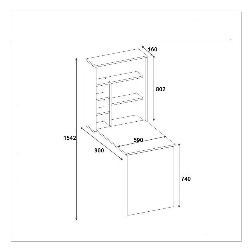 Робочий стіл з полицею SEDIR 154,2x90 см антрацит