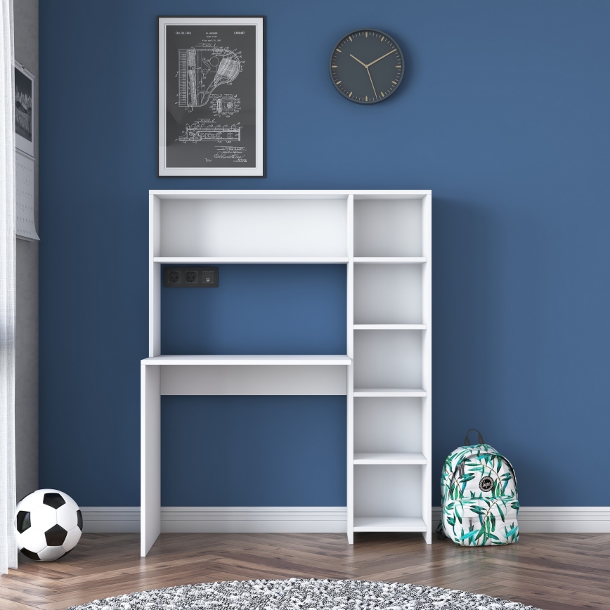 Робочий стіл з полицею RANI 113,2x141,8 см білий