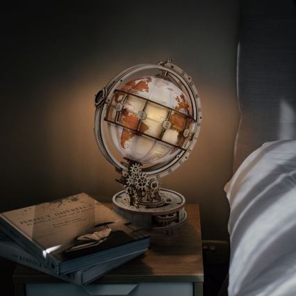 RoboTime - 3D дерев'яний механічний пазл Глобус, що світиться