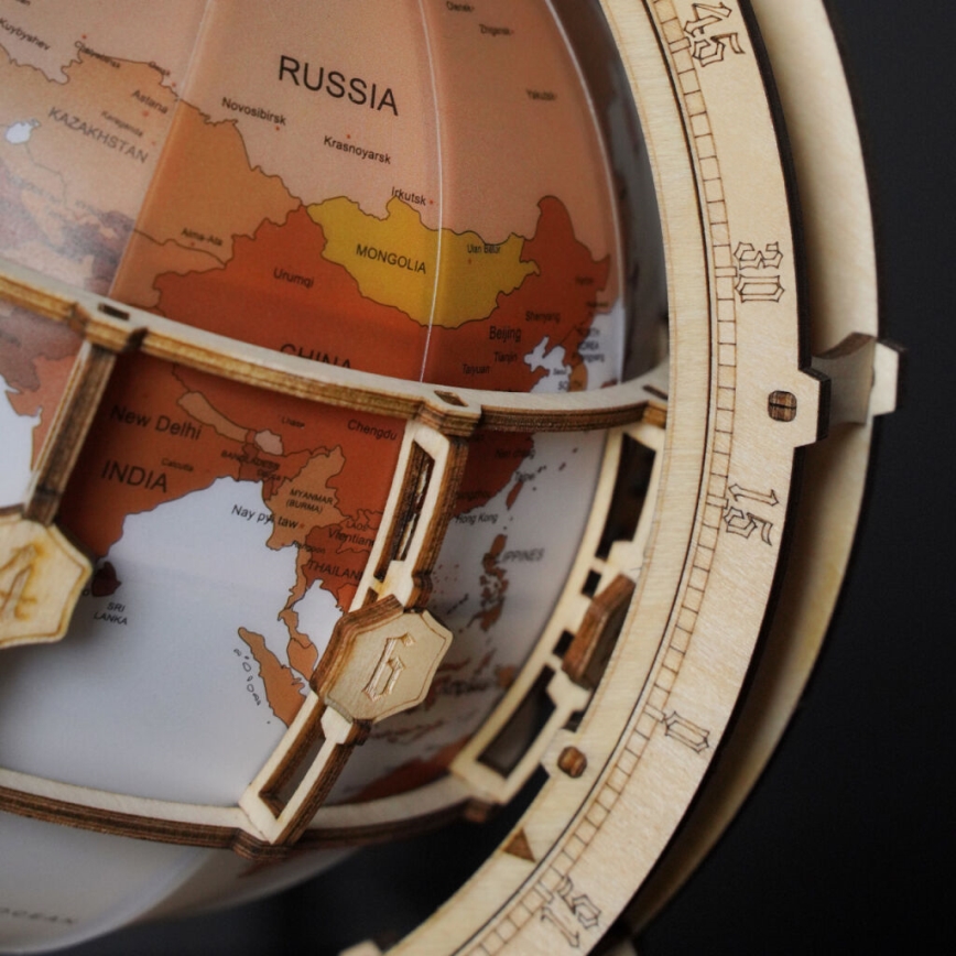 RoboTime - Деревянная механическая 3D-головоломка Светящийся глобус