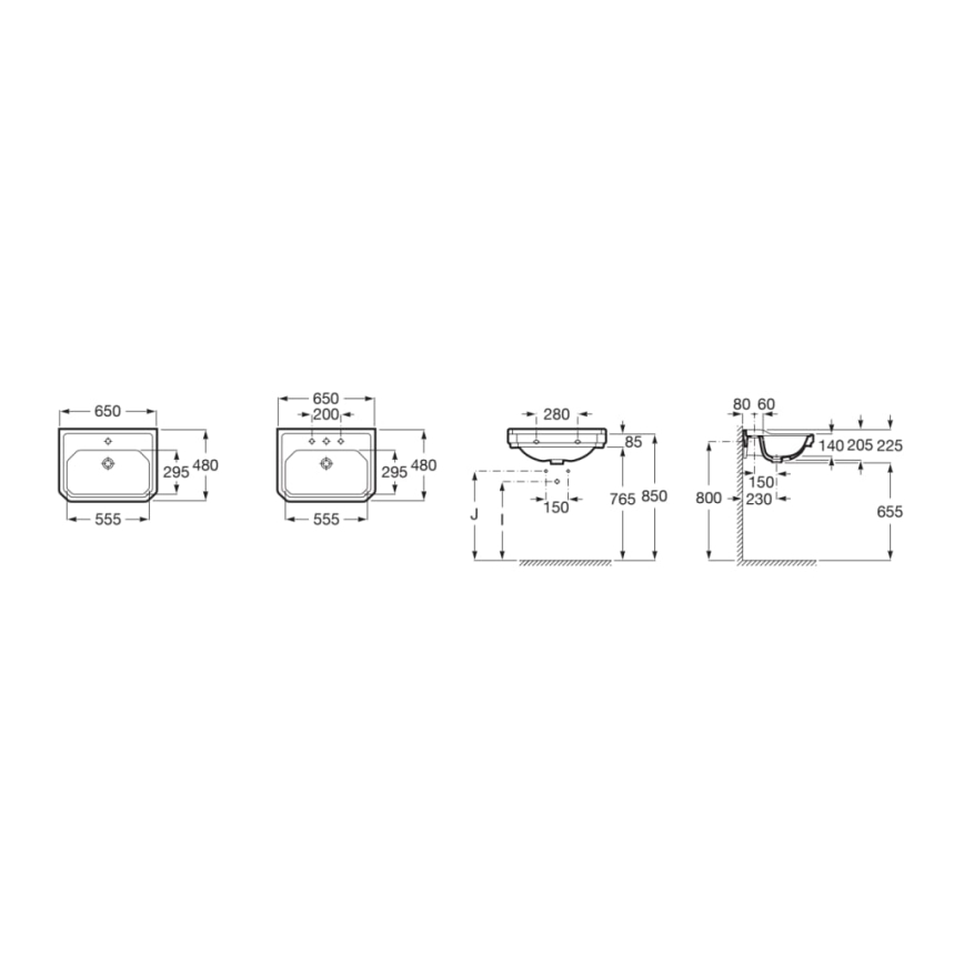 Roca A3270A1000 - Настенная раковина CARMEN 65x48 см керамика/белый
