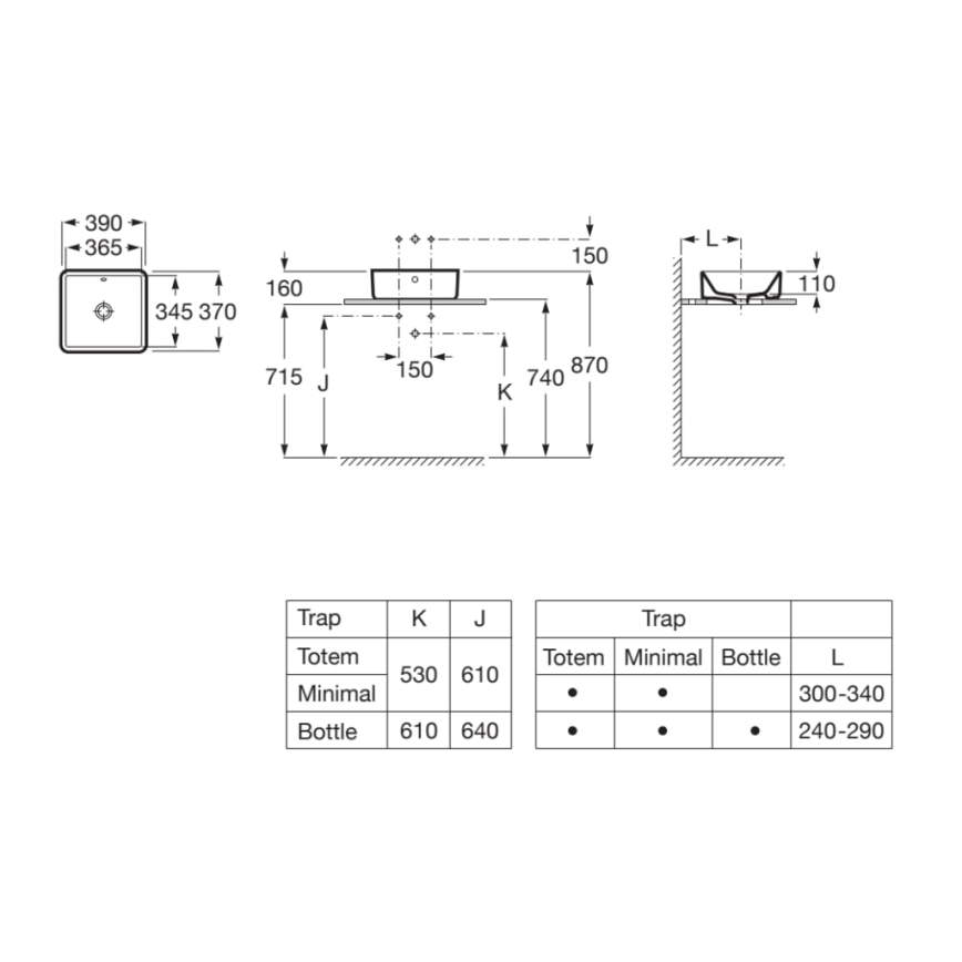 Roca A3270ML000 - Умивальник накладний (на стільницю) GAP 39x37 см кераміка/білий