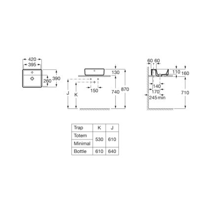 Roca A3270MM000 - Накладна раковина GAP 42x39 см кераміка/білий