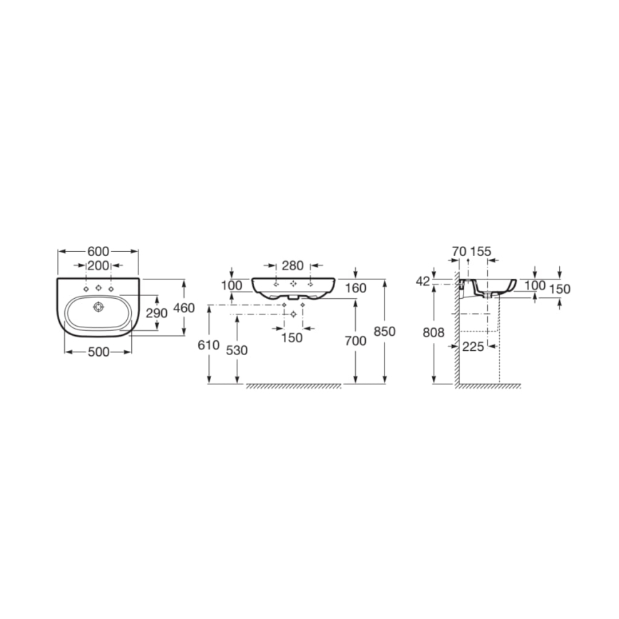 Roca A327242000 - Настенная раковина MERIDIAN 60x46 см керамика/белый