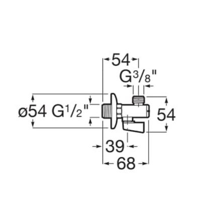 Roca A525168200 - кутовий вентиль AQUA, блискучий хром