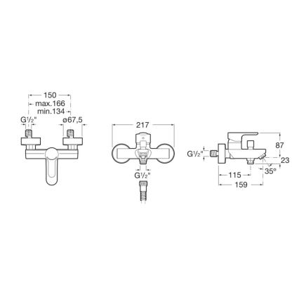 Roca A5A0209C00 - Ванна змішувач L20 блискучий хром