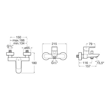 Roca A5A026EC00 - Смеситель для ванны CALA блестящий хром
