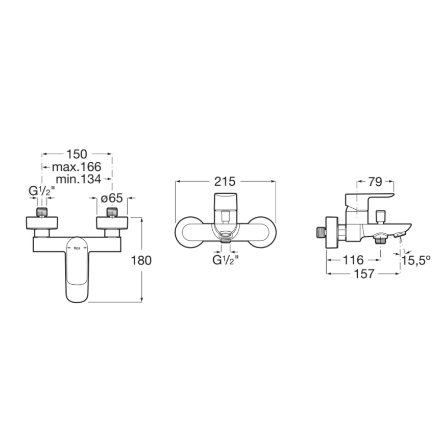 Roca A5A026EC00 - Смеситель для ванны CALA блестящий хром