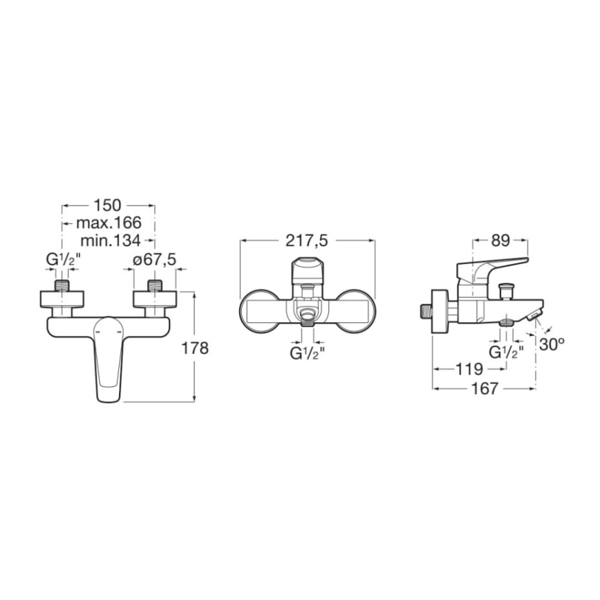 Roca A5A0290C00 - Смеситель для ванны ATLAS блестящий хром