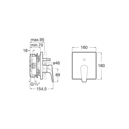 Roca A5A0B90C00 - Душовий змішувач для вбудованого монтажу ATLAS, глянцевий хром