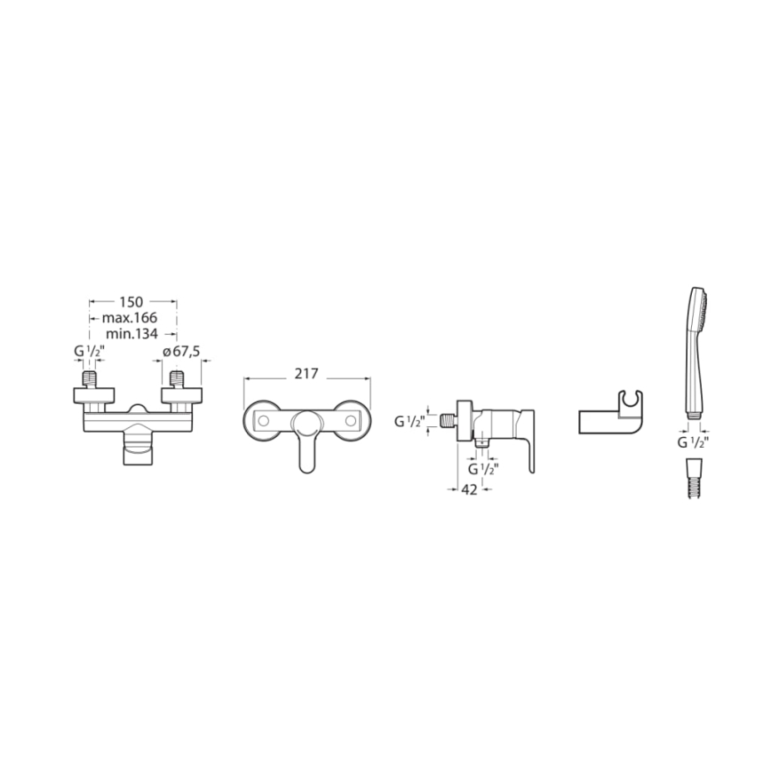 Roca A5A2009C02 - Душевой комплект со смесителем L20, глянцевый хром