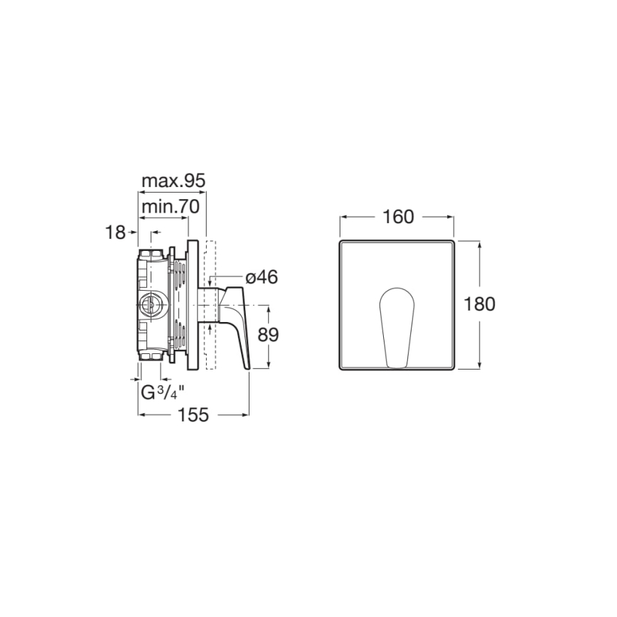Roca A5A2B90C00 - Встраиваемый душевой смеситель ATLAS, полированный хром