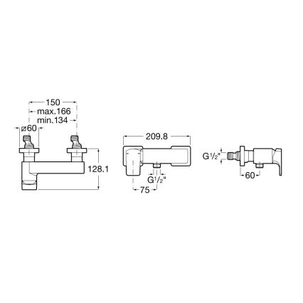 Roca A5A2D01C00 - Душевой смеситель L90, глянцевый хром