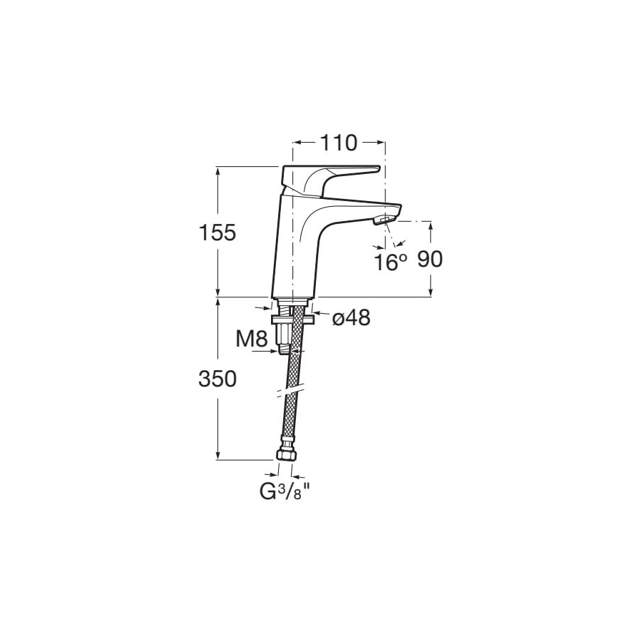 Roca A5A3290C00 - Змішувач для умивальника ATLAS 15,5 см Cold Start/глянцевий хром