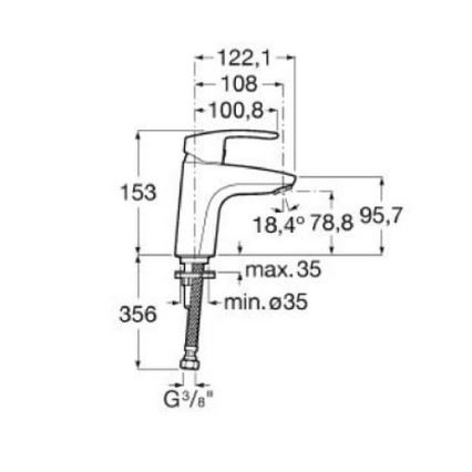 Roca A5A3298C00 - Змішувач для умивальника MONODIN 15,3 см, полірований хром