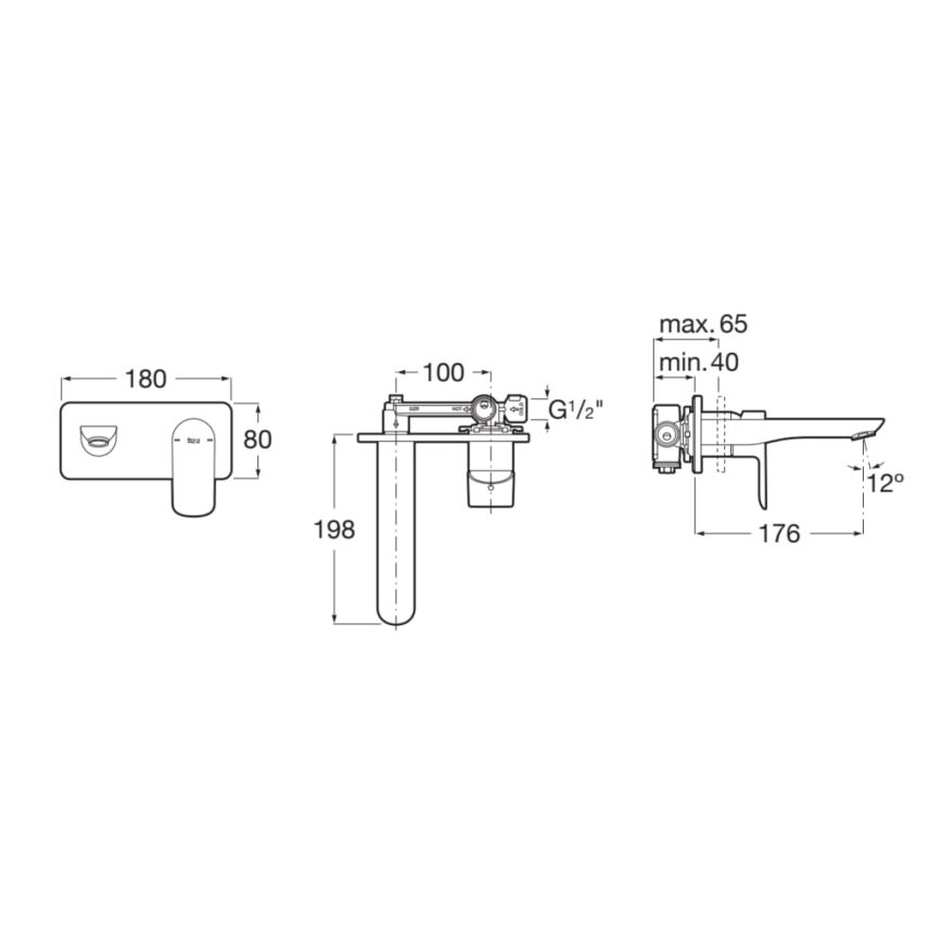 Roca A5A356EC00 - ванний змішувач для прихованого монтажу CALA, глянцевий хром