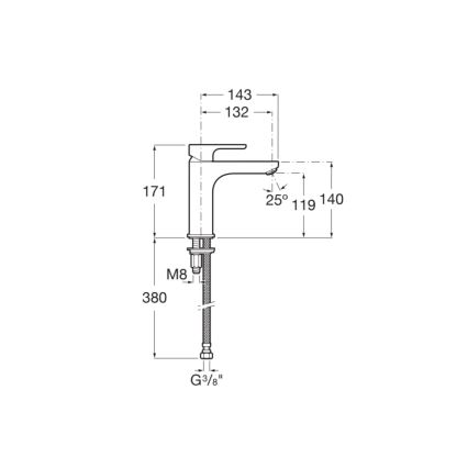 Roca A5A3B09C00 - Змішувач для умивальника L20 17,1 см блискучий хром