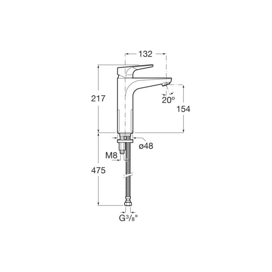 Roca A5A3D90C00 - Смеситель для раковины ATLAS, 21,7 см, полированный хром