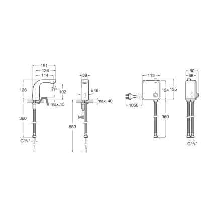 Roca A5A5709C00 - Бесконтактный смеситель для раковины L20 230V глянцевый хром