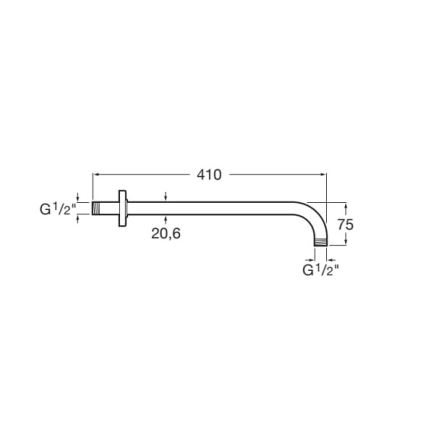 Roca A5B0250C00 - душевой кронштейн RAINDREAM 40 см, глянцевый хром