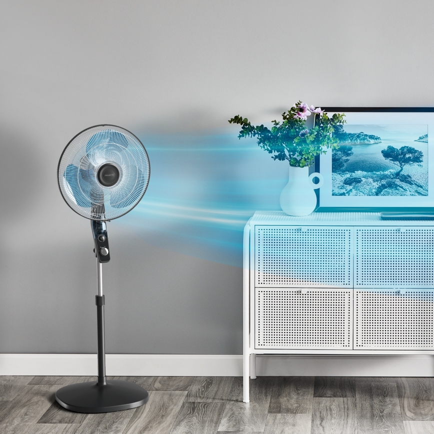 Rowenta - Підлоговий вентилятор з відлякувачем комарів ESSENTIAL+ 60W/230V 130 см, чорний