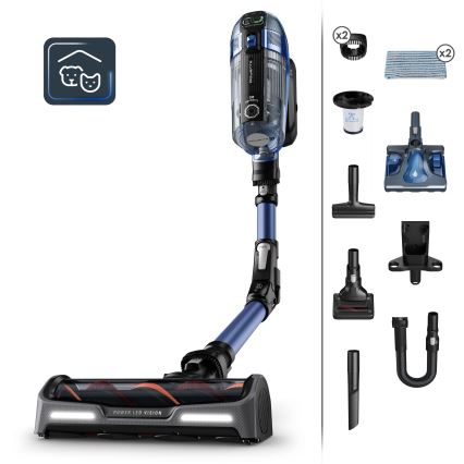 Rowenta - Стрижневий пилосос зі шваброю X-FORCE FLEX ANIMAL AQUA AUTO 3в1 480W/32,4V 2500 mAh синій