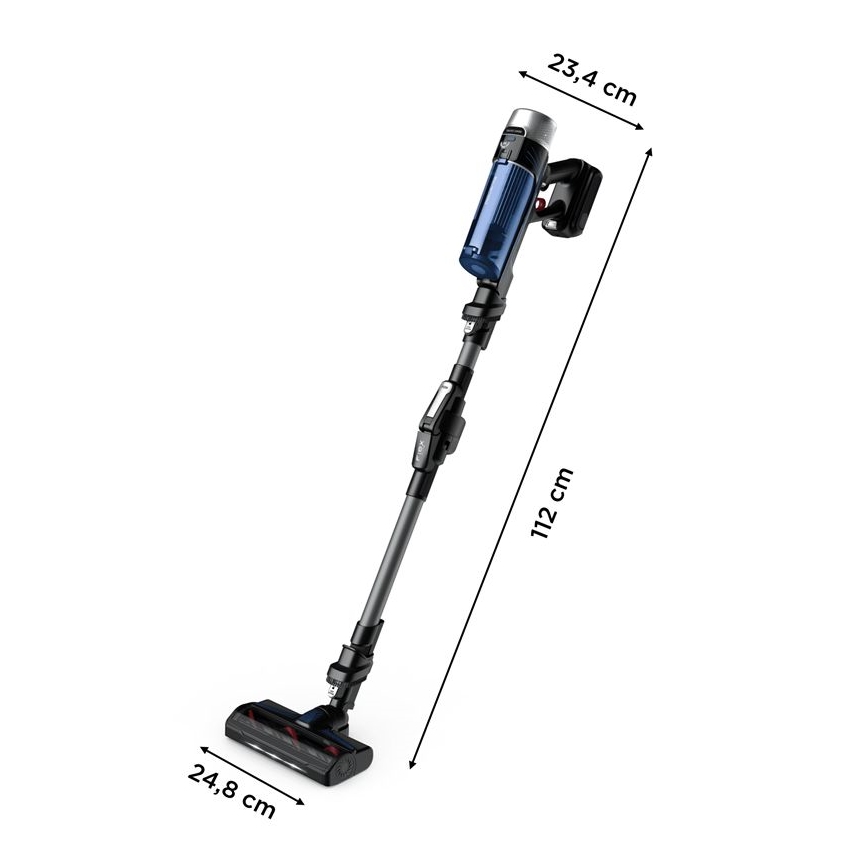 Rowenta - Стрижневий пилосос зі шваброю X-FORCE FLEX ANIMAL AQUA AUTO 4в1 250W/25,2V 2500 mAh чорний/синій