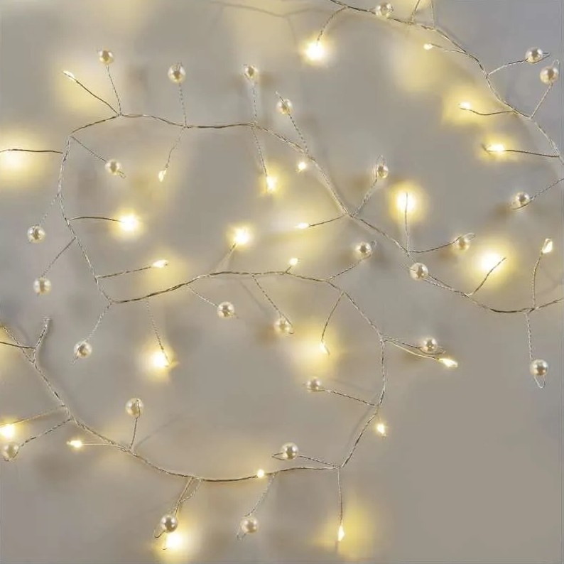 Рождественская LED-гирлянда, 40 светодиодов, питание от 3×AA, длина 1,5 м, тёплый белый свет