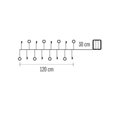 Рождественская LED-гирлянда, 40 светодиодов, питание от 3×AA, длина 1,5 м, тёплый белый свет