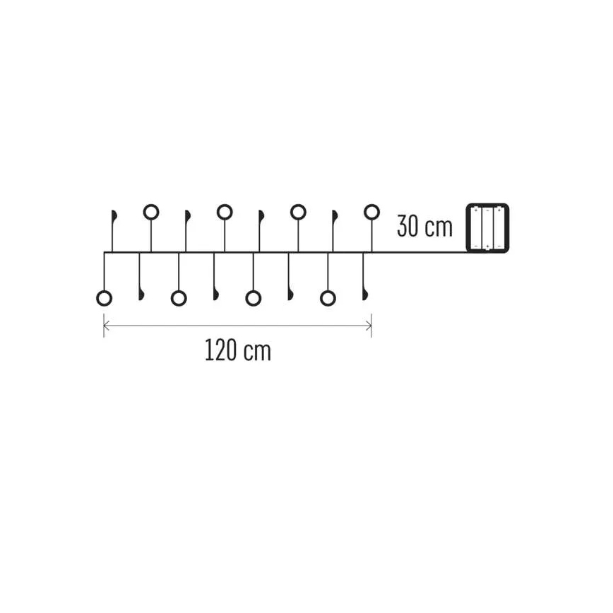 Рождественская LED-гирлянда, 40 светодиодов, питание от 3×AA, длина 1,5 м, тёплый белый свет