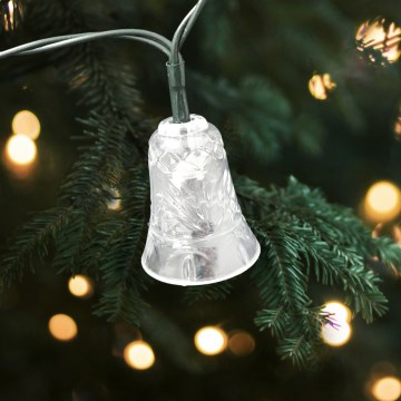 Рождественская уличная LED-гирлянда 20xLED/2xAA 2,2 м IP44 разноцветные колокольчики