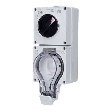 Розетка для вологих приміщень з вимикачем 230V/16A IP66