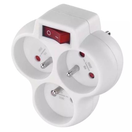 Розетка-розгалужувач з вимикачем 3x10A/230V