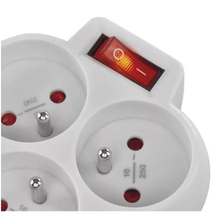 Розетка-розгалужувач з вимикачем 3x10A/230V