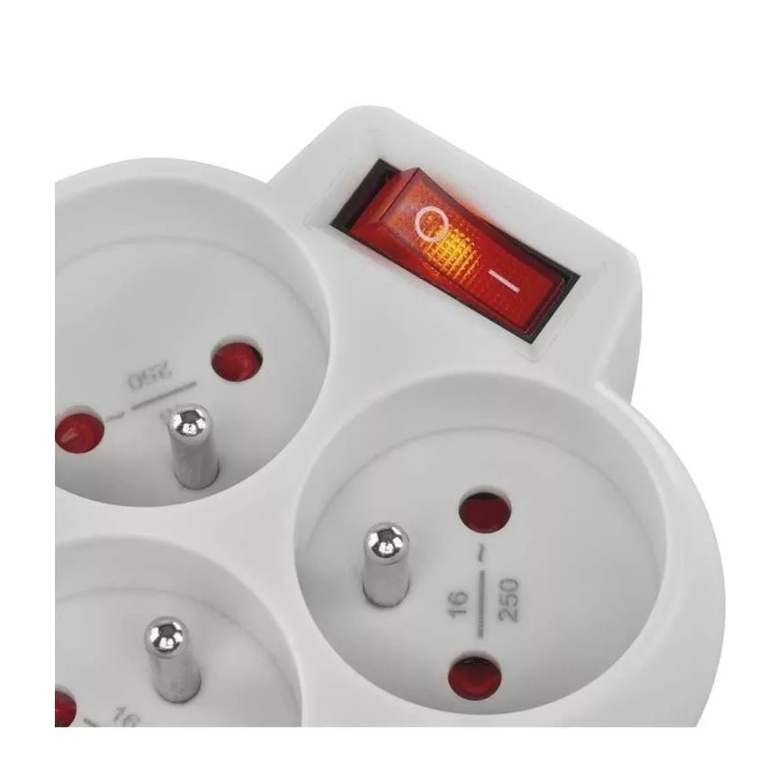 Розетка-розгалужувач з вимикачем 3x10A/230V
