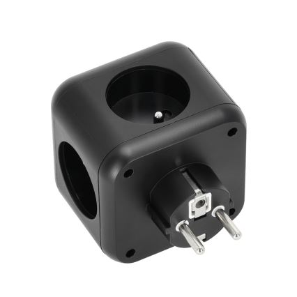 Розетка-розгалужувач з вимикачем LINEA 3x230V + 4xUSB A/C чорний