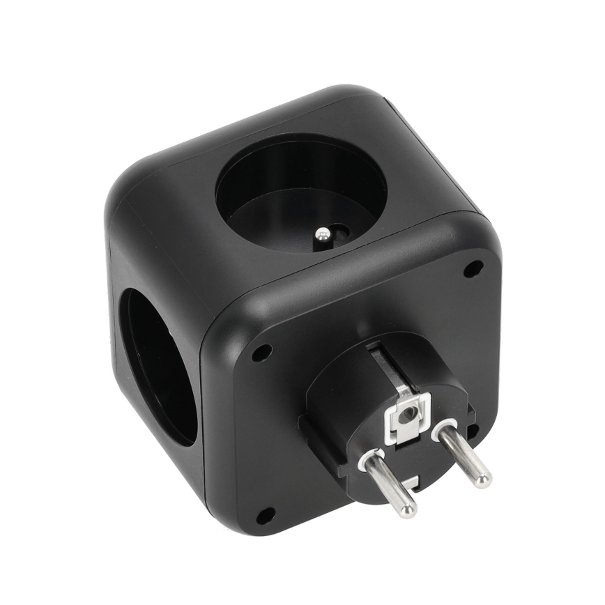 Розетка-розгалужувач з вимикачем LINEA 3x230V + 4xUSB A/C чорний