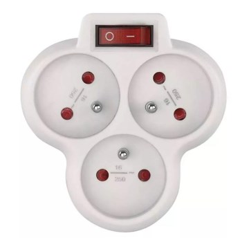 Розетка-розгалужувач з вимикачем 3x10A/230V