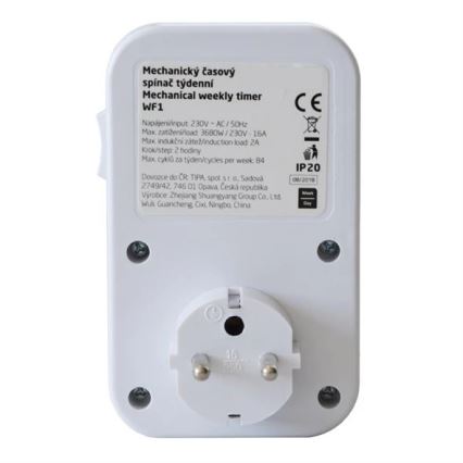 Розетка з таймером механічна тижнева 16A/230V