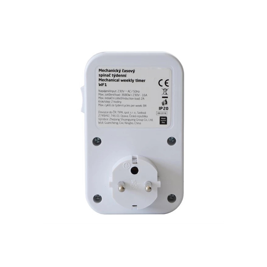 Розетка з таймером механічна тижнева 16A/230V